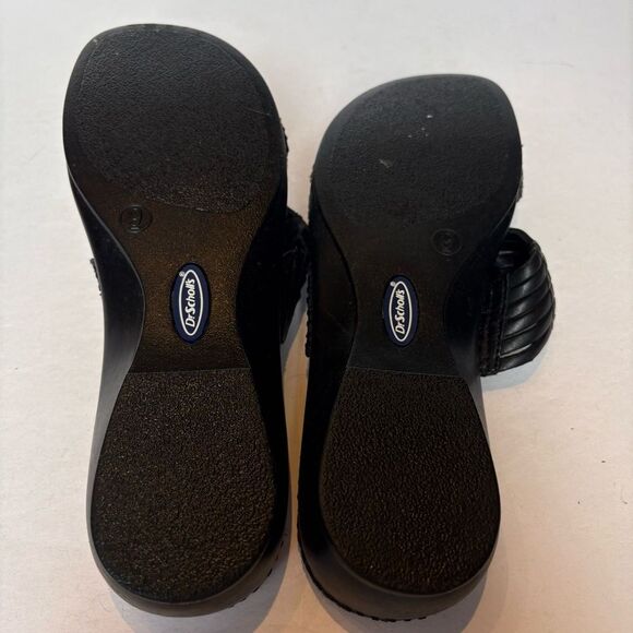 Dr. Scholls Black Leather Sandals Slip On Size 9 Betty Look new! - Picture 6 of 8